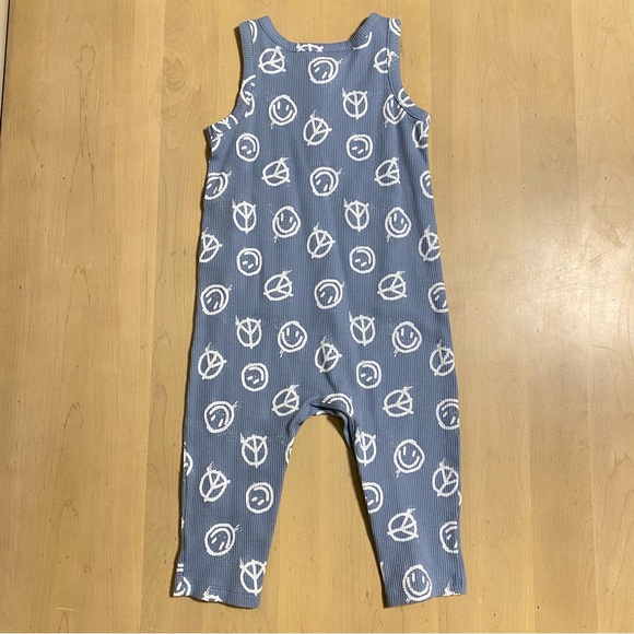Cat & Jack Unisex Blue Peace Romper - Size 2T - Picture 2 of 5
